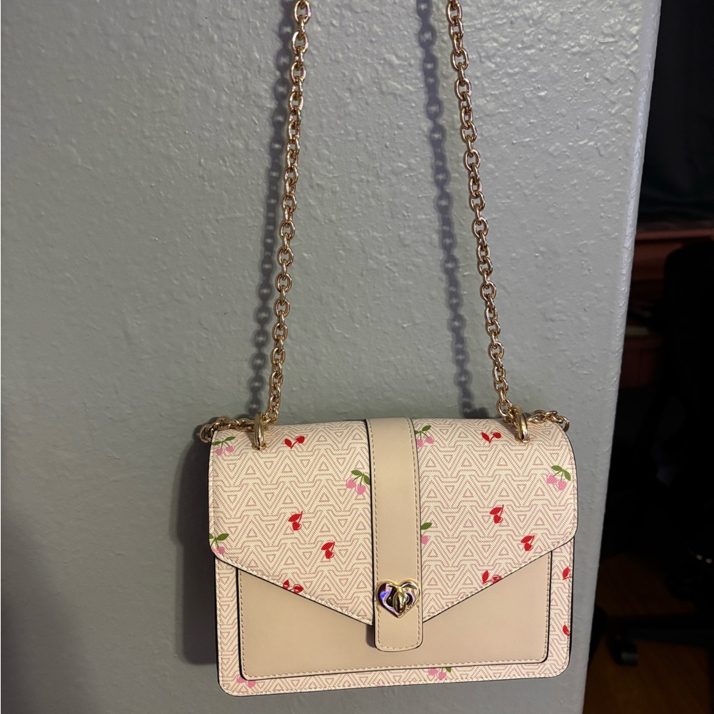 Aldo Cream and Gold Crossbody Bag with Pattern